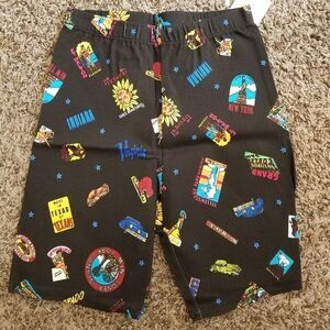 Trixi Black Bike Shorts Girl's Size XL Travel Print Stretch Activewear